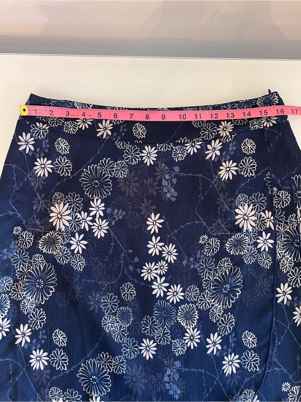 CLEO Linen Floral Skirt A-Line Blue White Summer Lightweight 10 - Picture 4 of 8